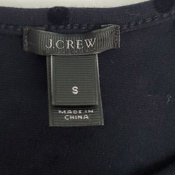 J. Crew Black Velvet Dot Ponte Sweater 3/4 Sleeve Women's Top S - Picture 7 of 8